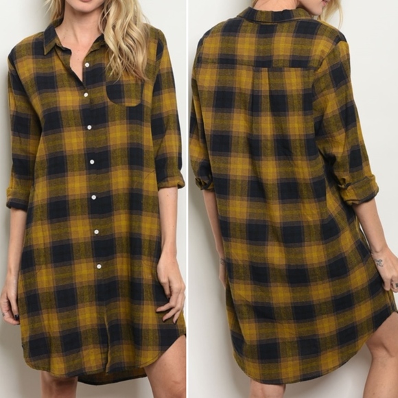 Trend Setter Diva boutique Item Dresses & Skirts - LAST size L!  NAVY MUSTARD BUTTON DOWN DRESS